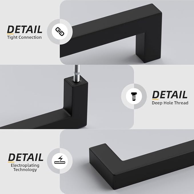 goldenwarm 35 Pack 3 INCH Black Square Bar Cabinet Pull Drawer Handle Stainless - Image 4