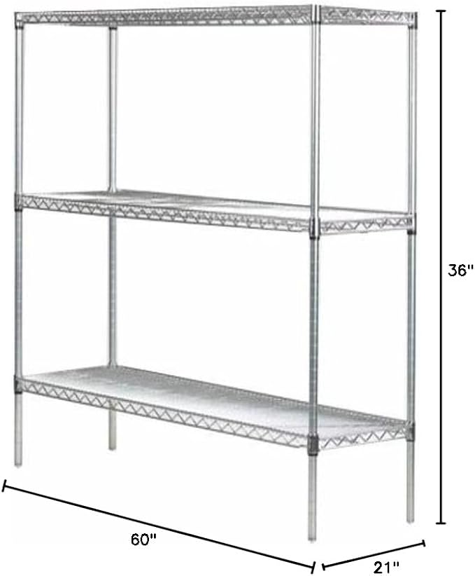 Omega 21" Deep x 60" Wide x 36" High 3 Tier Gray Starter Shelving Unit - Image 3