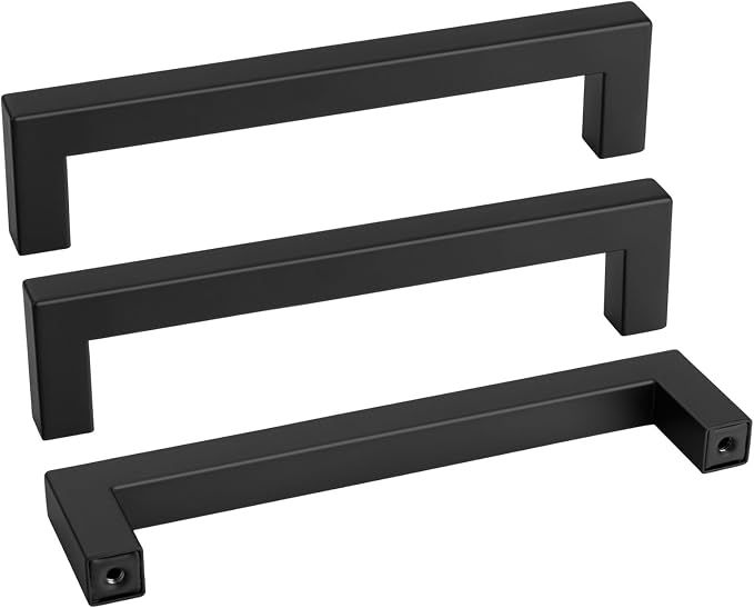 goldenwarm 50 Pack 6-1/4INCH Black Square Bar Cabinet Pull Drawer Handle by goldenwarm