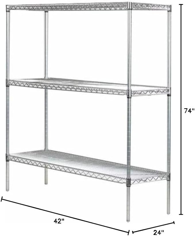 Omega 24" Deep x 42" Wide x 74" High 3 Tier Chrome Starter Shelving Unit - Image 2
