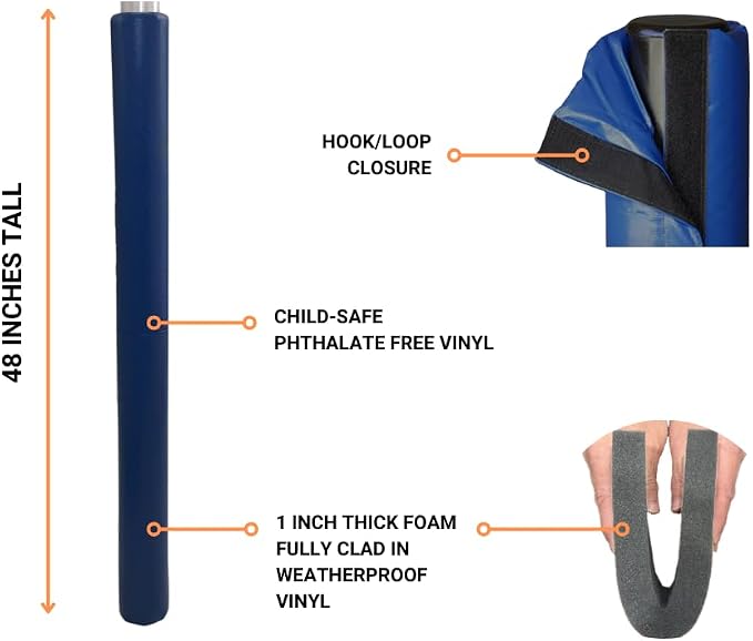 Safety Pole Pad, 4 FT Tall, 1” Thick Foam, Weatherproof, UV-Resistant, - Image 2