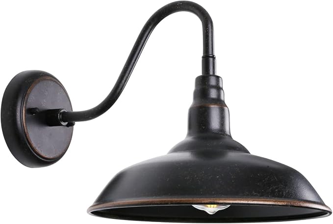 Gooseneck Outdoor Light Fixture, Bronze Porch Lighting, Gooseneck Wall Sconce by GOALPLUS