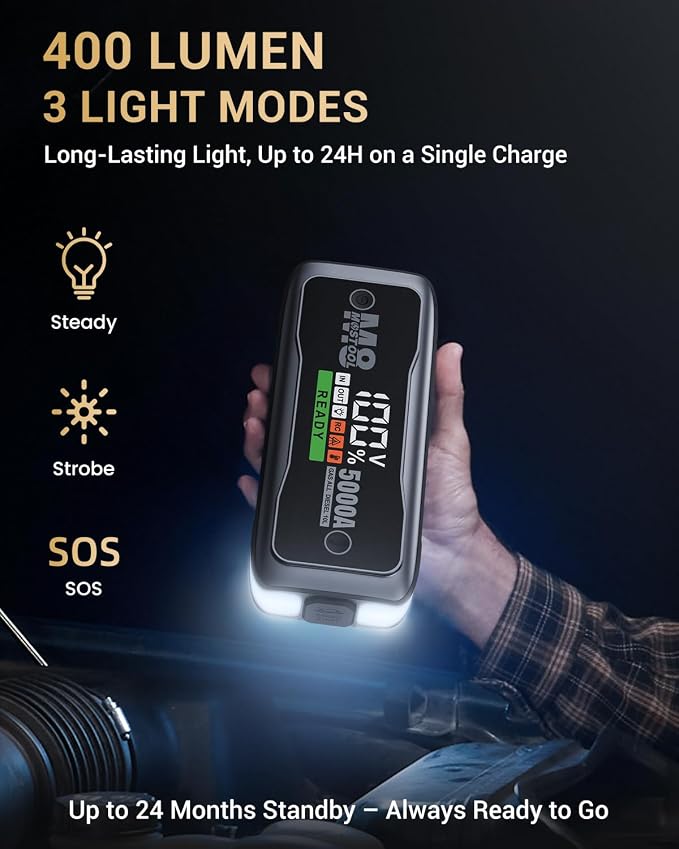 MOSTOOL M8 Car Jump Starter, 5000A Peak 12V Battery Jump Starter Power Pack - Image 7