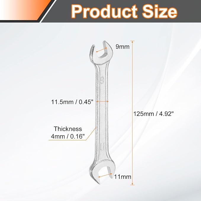 HARFINGTON Double Open End Wrench 9mm x 11mm Metric 15 Degree Offset Angle - Image 2