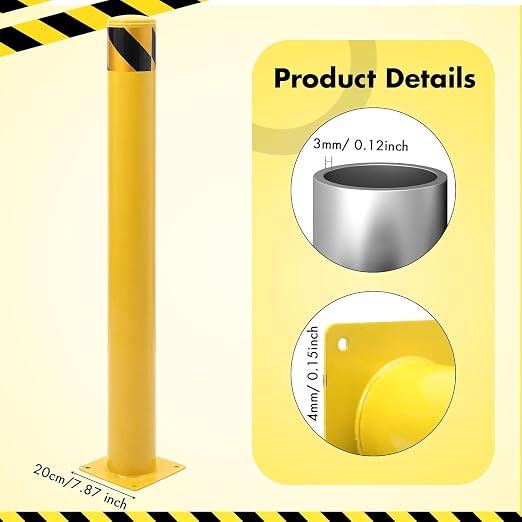 2 Pack Safety Bollard Post, 30 Inch Height 4.5 Inch Diameter Yellow Pipe Safety - Image 2