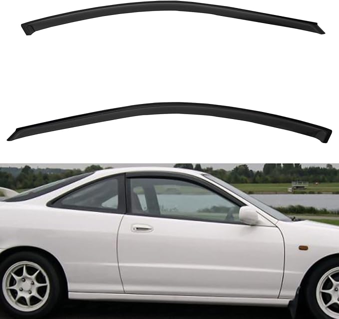 2pcs Front Smoke Tint Sun/Rain Guard Outside Mount Tape-On Vent Window Visors by LQQDP