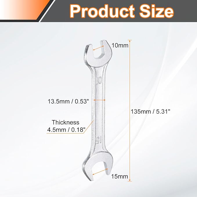 HARFINGTON 2pcs Double Open End Wrench 10mm x 15mm Metric 15 Degree Offset - Image 2