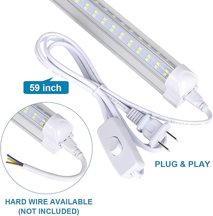 20 Pack, 8FT Led Shop Light, 144W 6000K 19800LM Clear White, Led Shop Light 8FT - Image 3