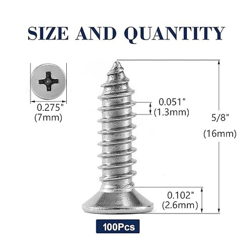 #6 x 5/8" Wood Screw 100Pcs 18-8 Stainless Steel Screws Flat Head Phillips Fast - Image 2