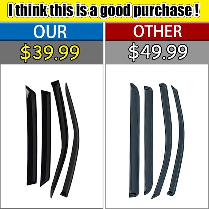 Rain Guards for Jeep Compass 2017-2023, Tape-on Side Window Deflectors for Jeep - Image 2