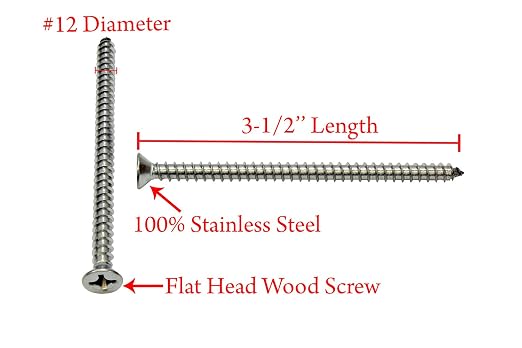 Bolt Dropper #12 X 3-1/2'' Stainless Steel Flat Head Phillips Wood Screw - Image 2