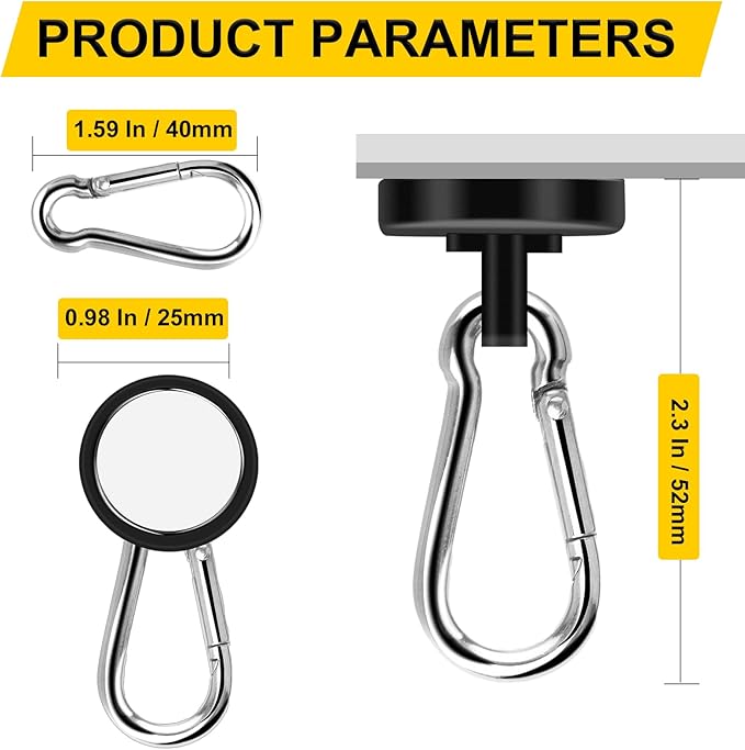DIYMAG Black Magnetic Hooks, 110LBS Heavy Duty Neodymium Magnetics - Image 2