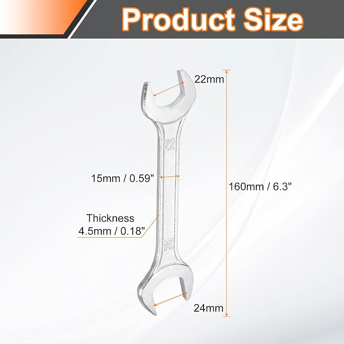 HARFINGTON Double Open End Wrench 22mm x 24mm Metric 15 Degree Offset Angle - Image 2