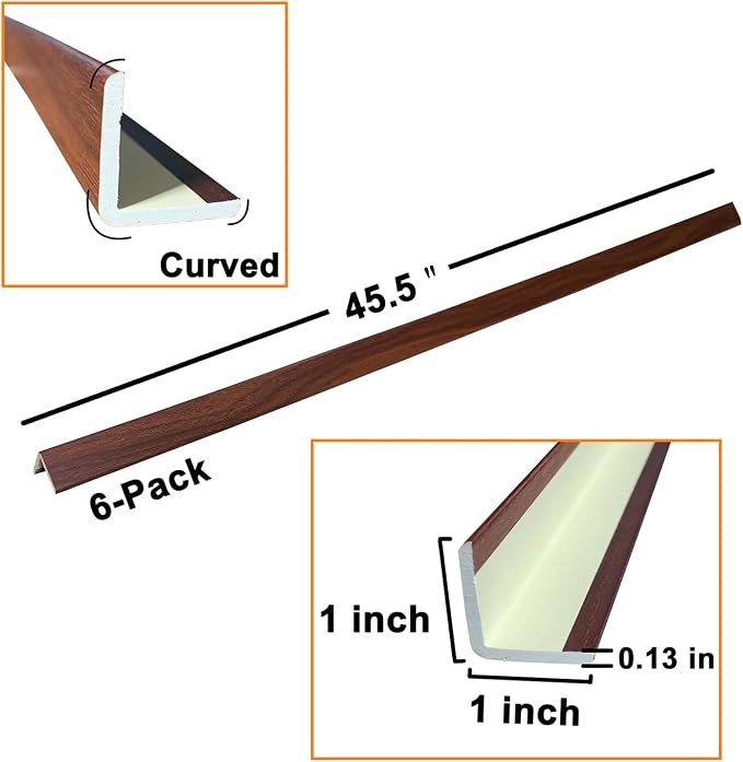 Wall Corner Protector 6PCS 45" Corner Molding Trim White Wood Grain Corner Trim - Image 5