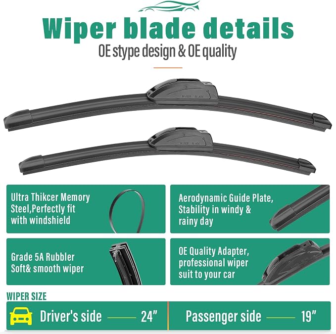 24" 19" 10" Windshield Wiper Blades Replacement - Image 3