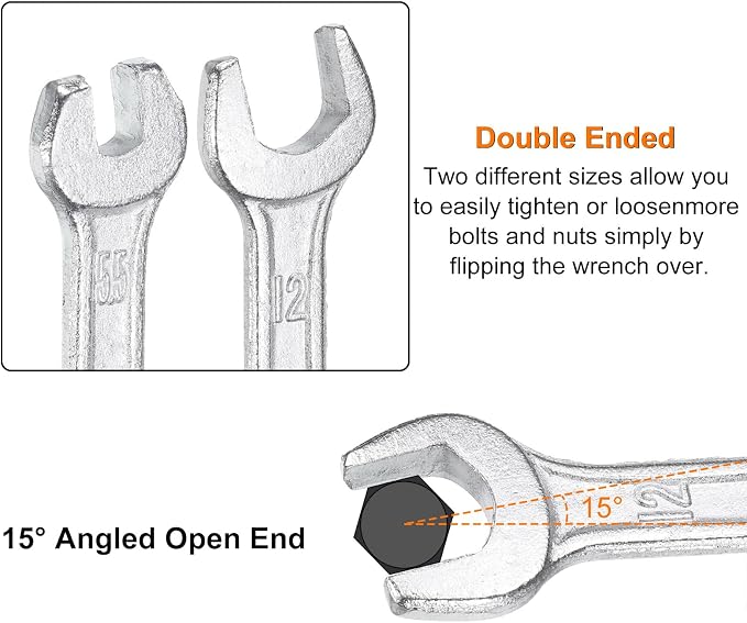 HARFINGTON 2pcs Double Open End Wrench 19mm x 22mm Metric 15 Degree Offset - Image 5