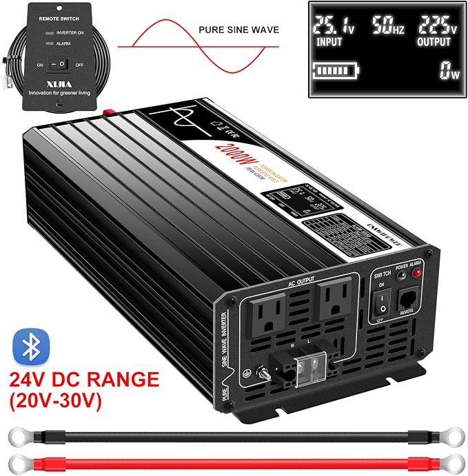Xijia 2000W Pure Sine Wave dc to ac Inverter Remote Switch DC 24V to AC 120V - Image 3