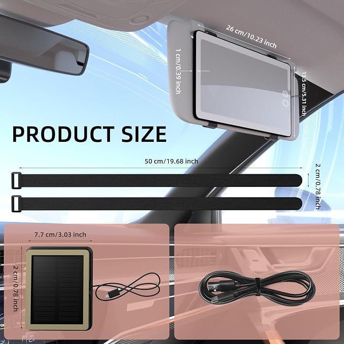 Solar Car Sun Visor Vanity Mirror, Sun Visor Makeup Mirror - Image 3