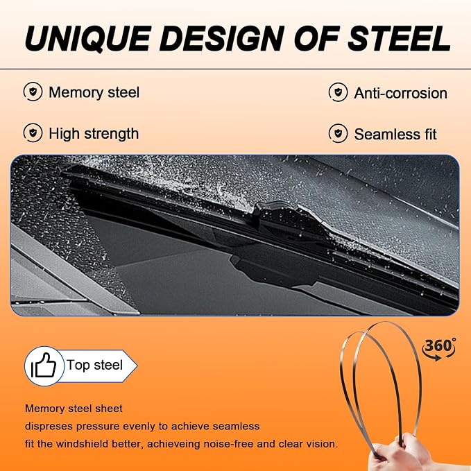 HULADAED® 24'' 20'' 15'' Windshield Wipers Replacement - Image 4