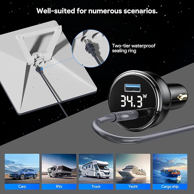 QUIDDITY Starlink Mini Car Adapter DC Power Cable + Cigarette Lighter Adapter - Image 3