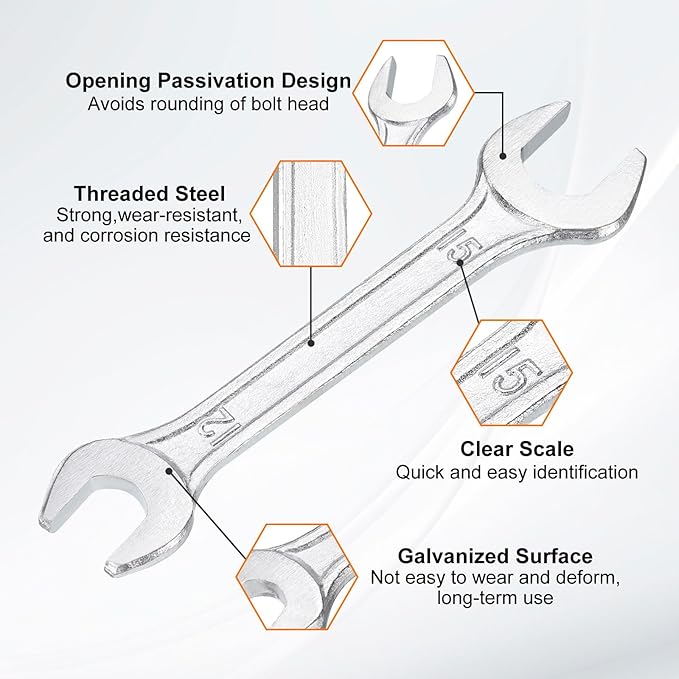 HARFINGTON 5pcs Double Open End Wrench 12mm x 15mm Metric 15 Degree Offset - Image 4