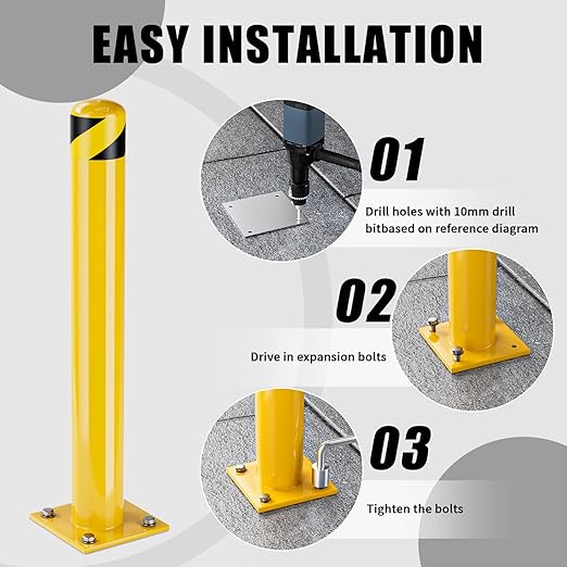 Safety Bollard Post, 42 Inch Height Steel Bollards, 4.5 Inch Diameter Parking - Image 4