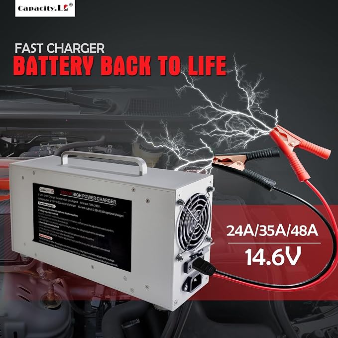 High Power Battery Charger, Upgraded Design LifePO4 Battery Charger, One Click - Image 7