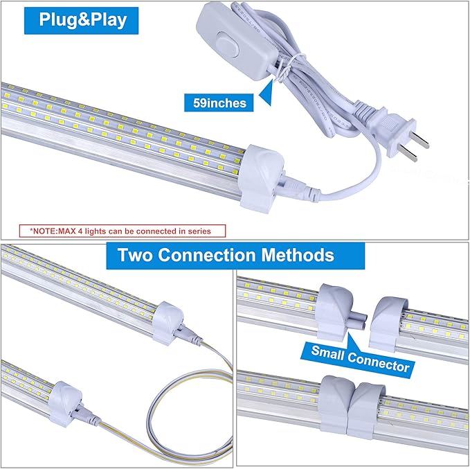 20 Pack, 8FT LED Shop Light Fixture, 144W 15500LM 6000K Cool White, High Output - Image 4