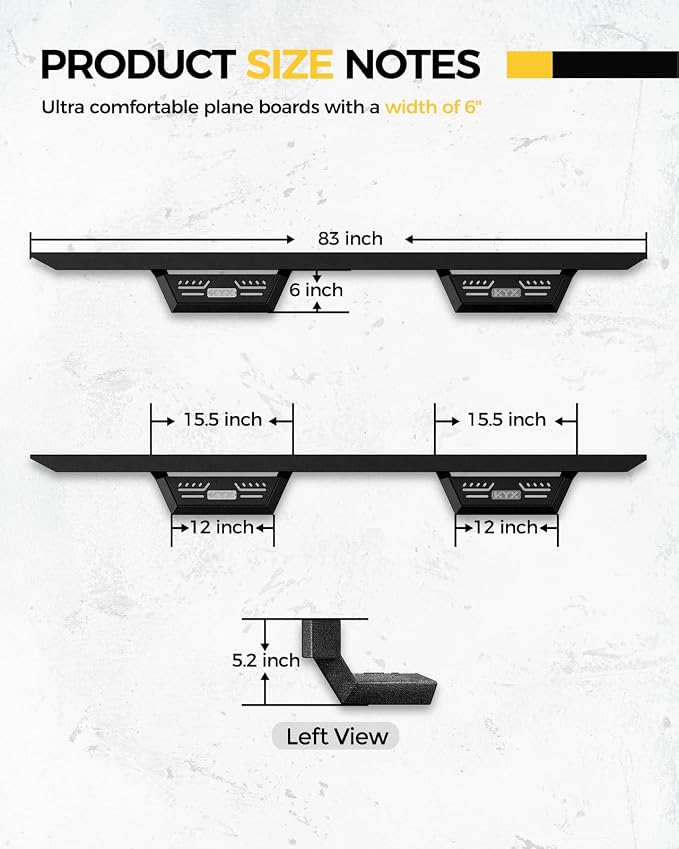 KYX Running Boards for 2015-2025 Ford F150 SuperCrew Cab/ 2017-2025 Ford F250 - Image 5