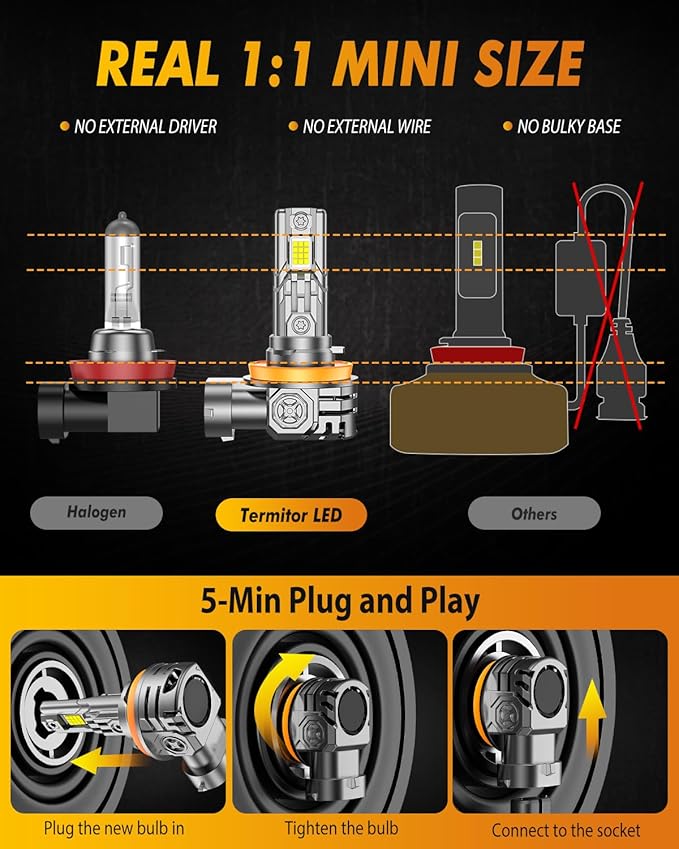 FAHREN H11/H8/H9 LED Light Bulbs, 000LM 1000% Ultra Brightness, 6500K H9 Fog - Image 3