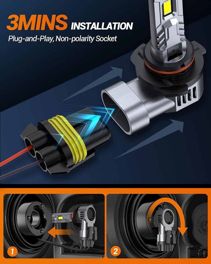 SEALIGHT 9005/HB3 9006/HB4 Fog Bulbs Combo, 000LM 1:1 Design 9005 9006 Fog Bulbs - Image 5