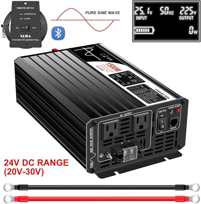 Xijia 1500W Pure Sine Wave Solar Power DC 24V Inverter AC 120V 60HZ Solar - Image 2