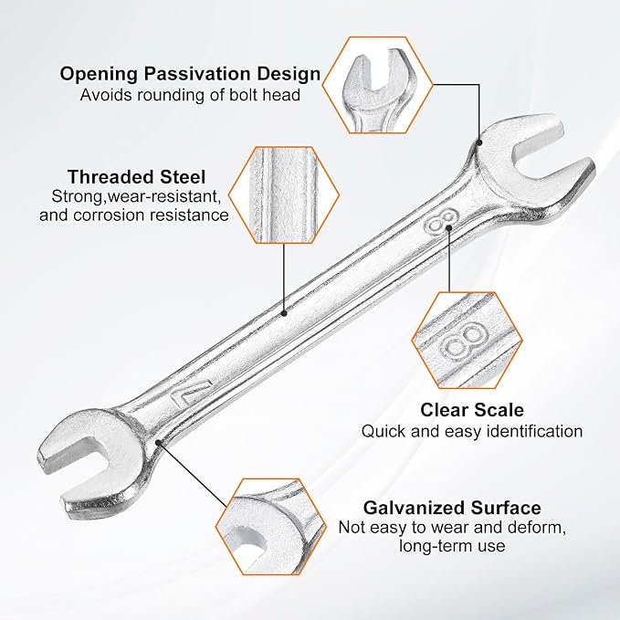 HARFINGTON Double Open End Wrench 7mm x 8mm Metric 15 Degree Offset Angle Small - Image 4