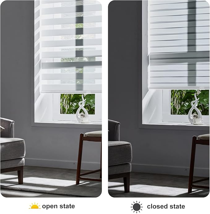 Persilux Cordless Zebra Blinds for Windows, Light Filtering Roller Shades for - Image 5