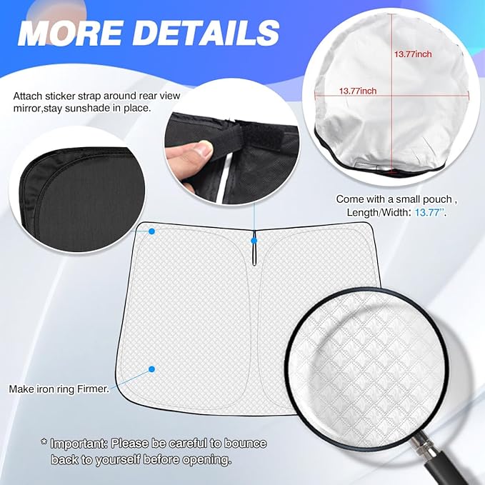 Windshield Sun Shade for 2016-2025 2026 Toyota Tacoma Accessories Thicken - Image 5