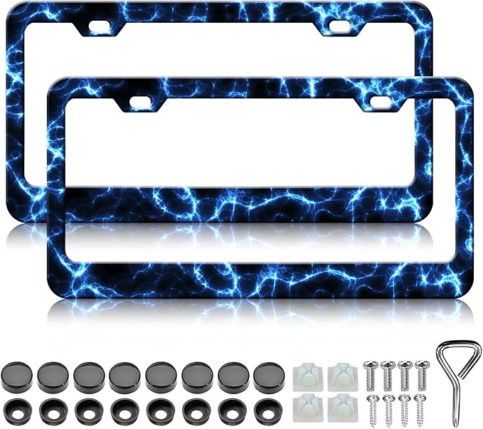 Blue Lightning License Plate Frames by Unknown