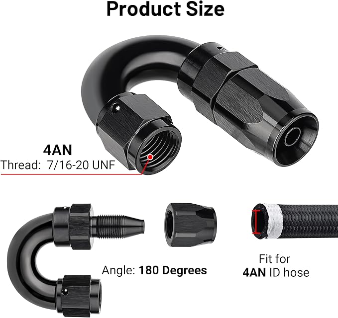 EVIL ENERGY 4AN 180 Degree One Piece Full Flow Hose End Fitting Swivel - Image 2