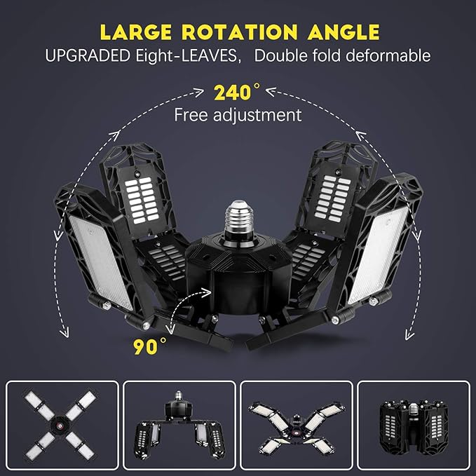 LED Garage Light, Super Bright Screw in E26/E27 Ceiling Shop Work Lamp - Image 4
