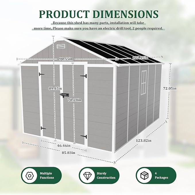 Resin Storage Shed 10x8 ft, Large Outdoor Sheds - Image 2