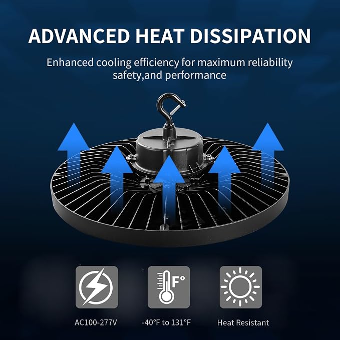0-10V Dimmable UFO LED High Bay Light, 3 CCT Selectable LED Shop Lights - Image 5