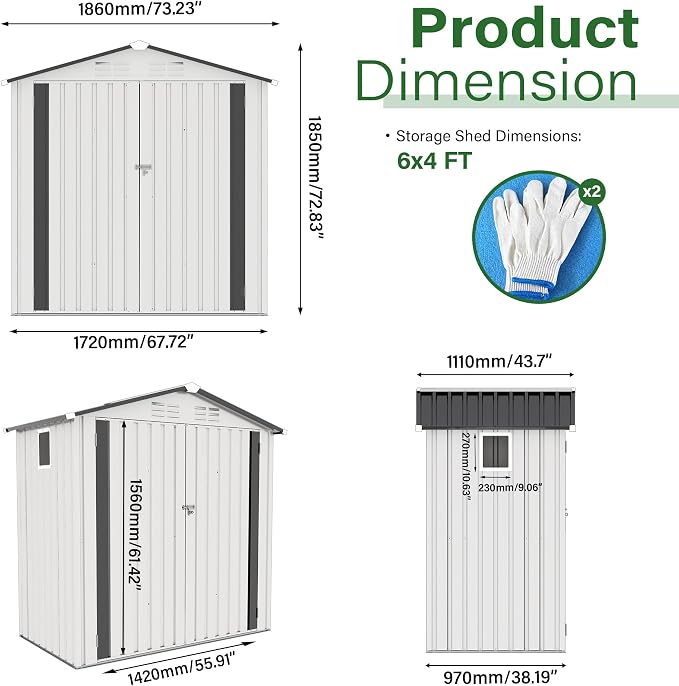 6X3.5 FT Outdoor Storage Shed - Image 3