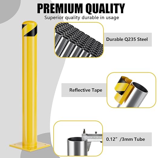 Safety Bollard Post, 42 Inch Height Steel Bollards, 4.5 Inch Diameter Parking - Image 3