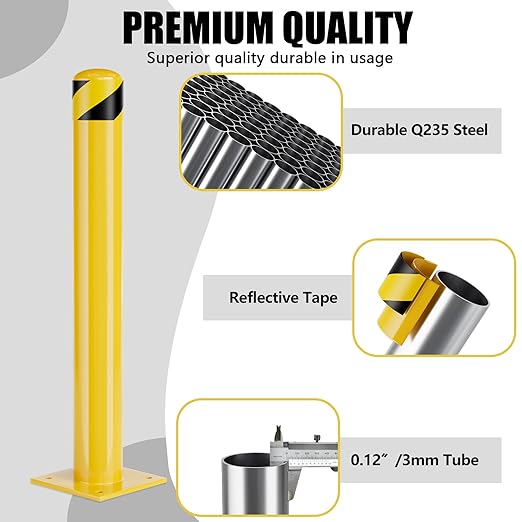Safety Bollard Post, 36 Inch Height Steel Bollards, 4.5 Inch Diameter Parking - Image 3