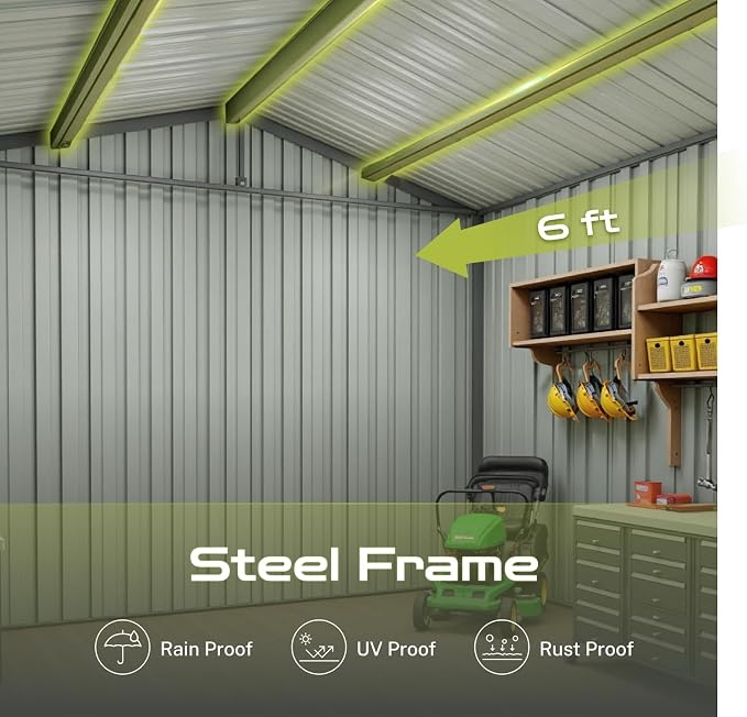 8' x 6' Outdoor Storage Shed, Sturdy Metal Building w/Lockable Doors - Image 4