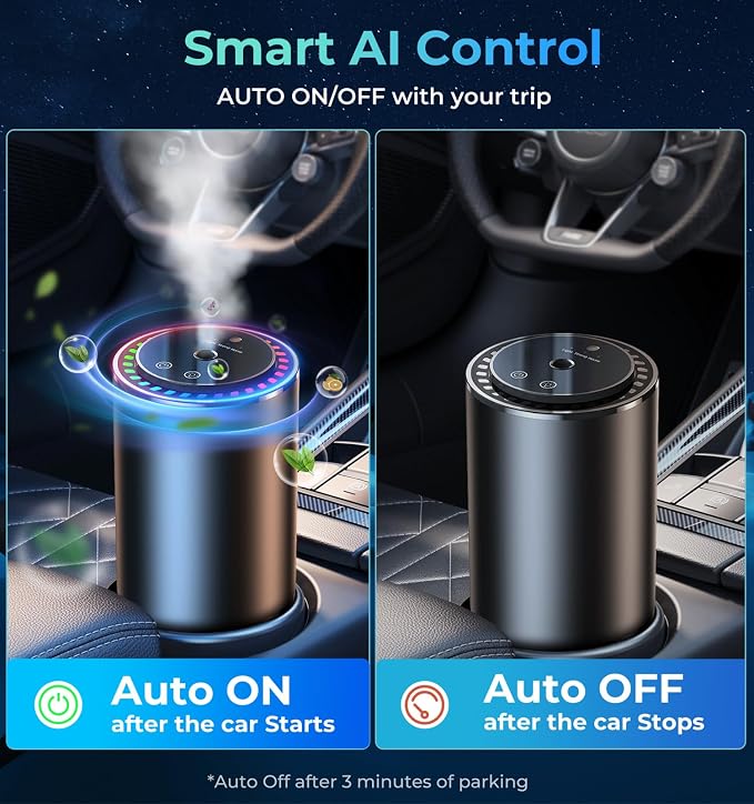 Oil Diffuser for Home and Car Smart Air Freshener, Auto On/Off by AI Chip - Image 2