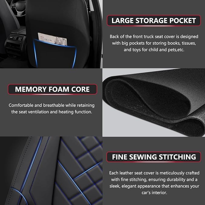 Chevy Chevrolet Silverado GMC Sierra Car Seat Covers Fit 2007-2023 2024 2025 - Image 5