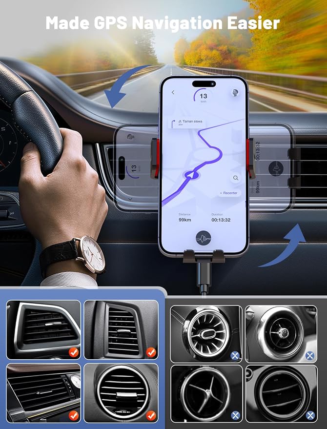 Wireless Car Charger, MOKPR Auto-Clamping Car Mount 15W/10W/7.5W Fast Charging - Image 3