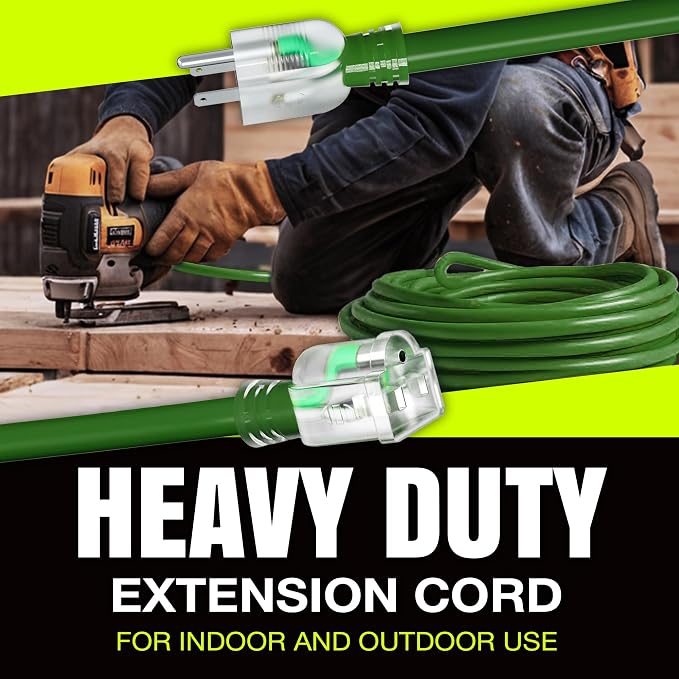 50ft Outdoor/Indoor Extension Cord 12/3 Gauge Extra Heavy Duty 3 Prong SJTW - Image 7
