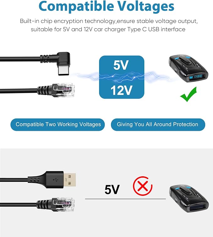 Radar Detector Cord, Type C to RJ11 Plug Cable, - Image 4