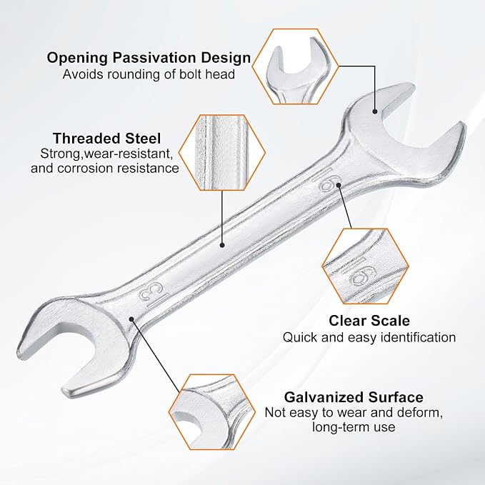 HARFINGTON 5pcs Double Open End Wrench 13mm x 16mm Metric 15 Degree Offset - Image 4